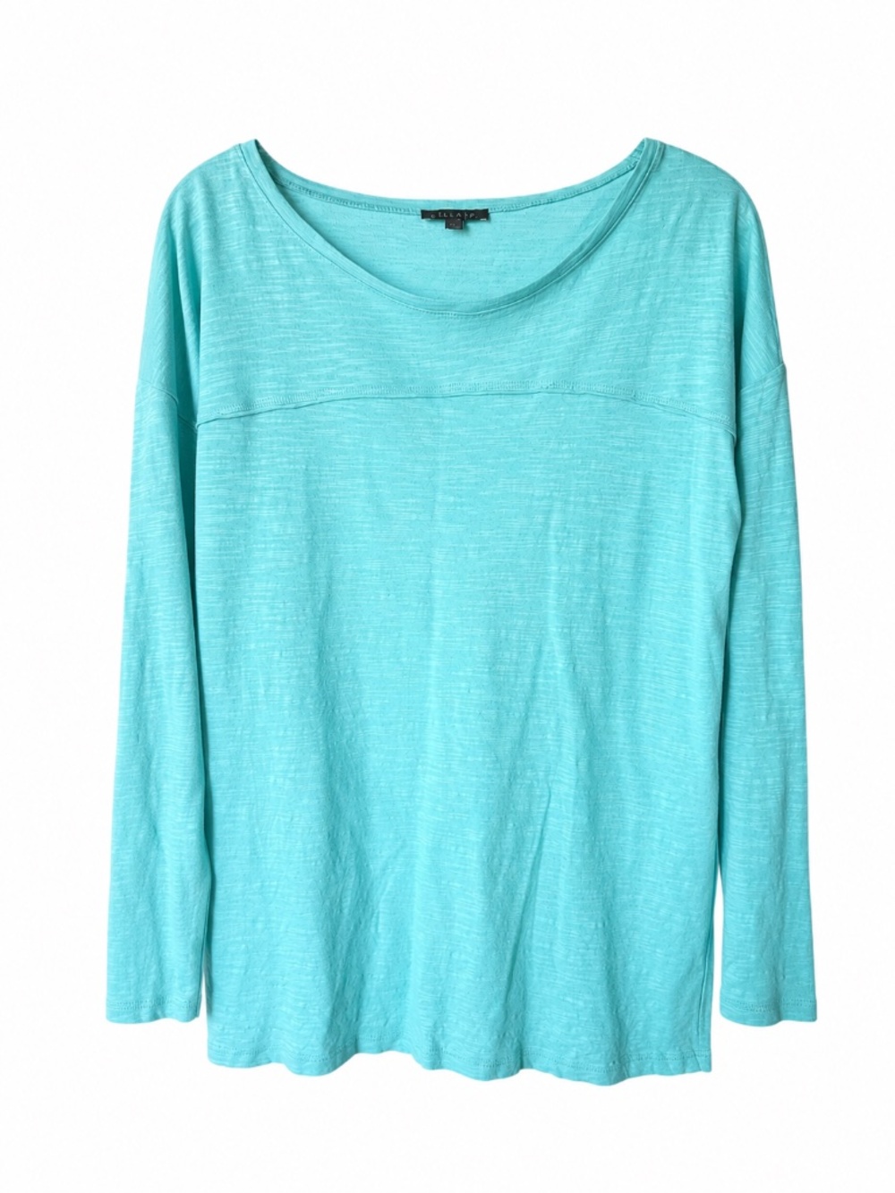ANTHROPOLOGIE Lilla P Aqua Slub Knit Cotton Long Sleeve Tee Size S EUC - Picture 2 of 7